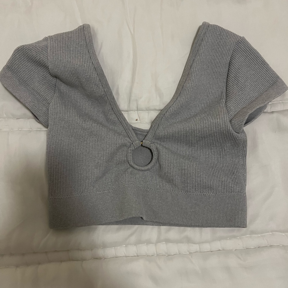 Gray Ribbed Women's Top